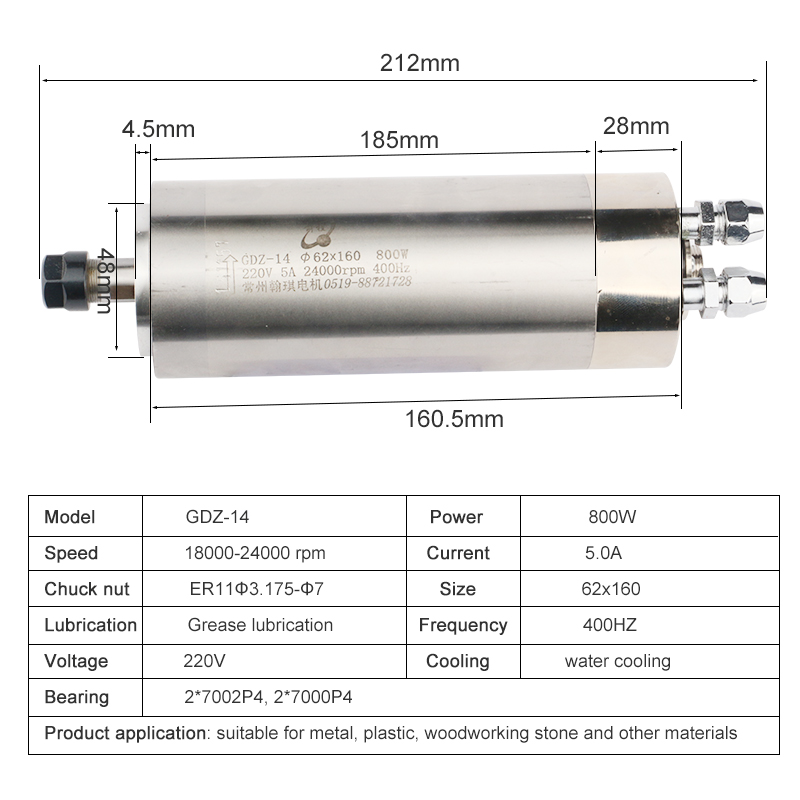 Hqd 220v 800w Metal Spindle 62 - Water Cooled Spindle ulasan dan harga